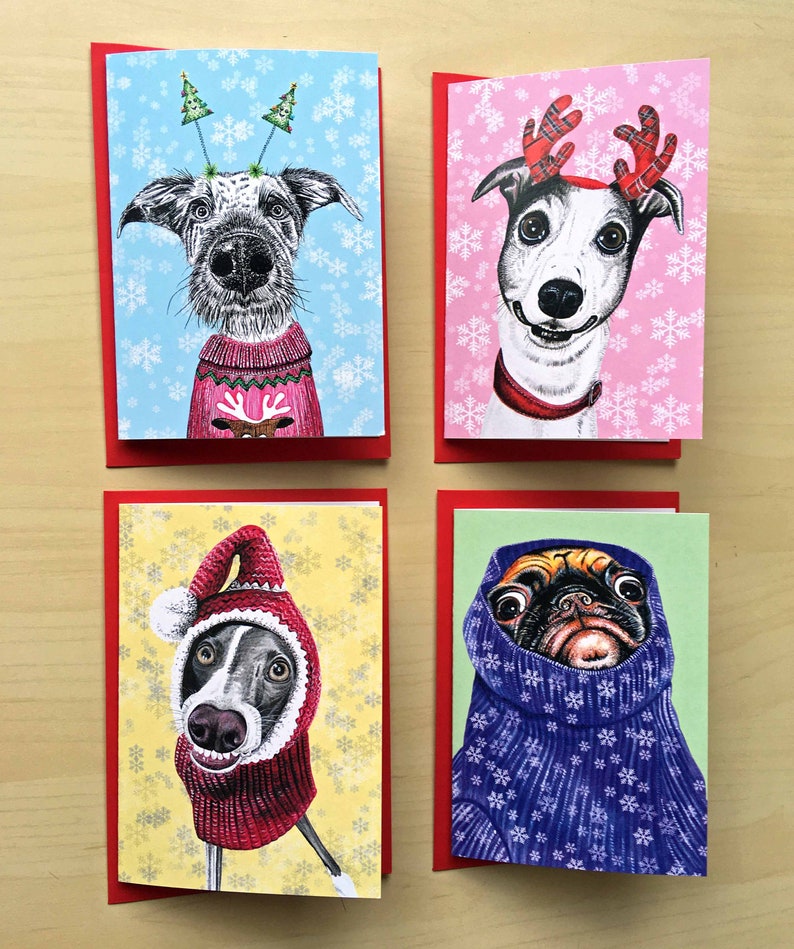 Dog Christmas Card Lurcher Christmas Card Etsy