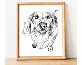 Dog Art Print, Dachshund Print, Father's Day Sausage Dog