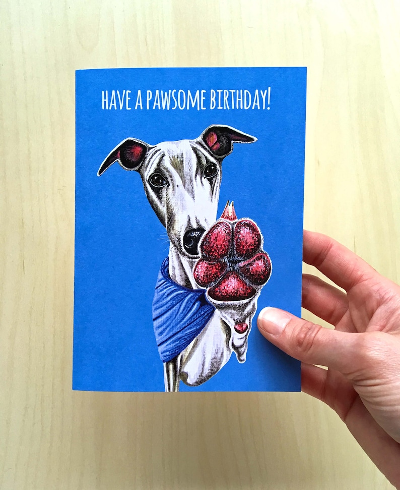 Whippet Card Whippet Birthday Card Have a Pawsome Birthday Etsy UK
