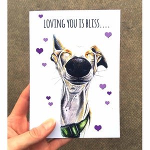Biglietto di San Valentino per cani, biglietto Whippet, biglietto Greyhound