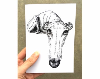 Whippet Dog Greeting Card, Funny Dog Card, Greyhound Card