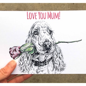 Tarjeta del Día de la Madre, Tarjeta de Spaniel, Tarjeta de felicitación de perro