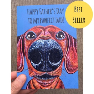 Cartão Dachshund, Cartão do Dia dos Pais Dachshund, Cartão de Cachorro Salsicha