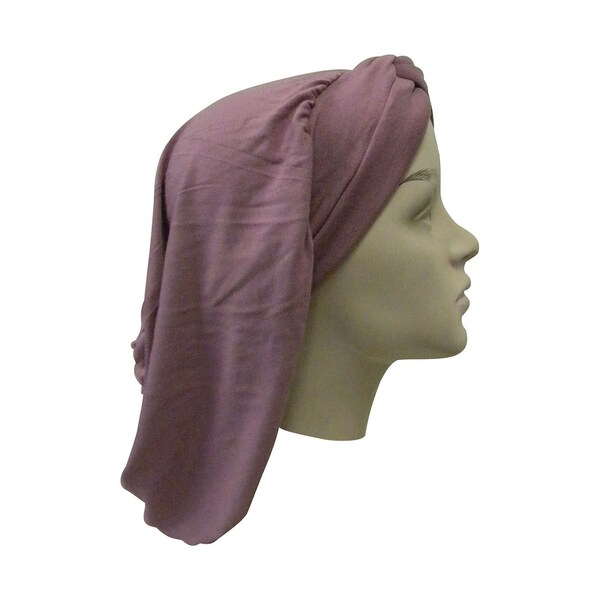 Classic Rose Snood Headcovering Solid Rose Womens Modest Tichel Headscarf Cute Head Covering Knot Fron Turban