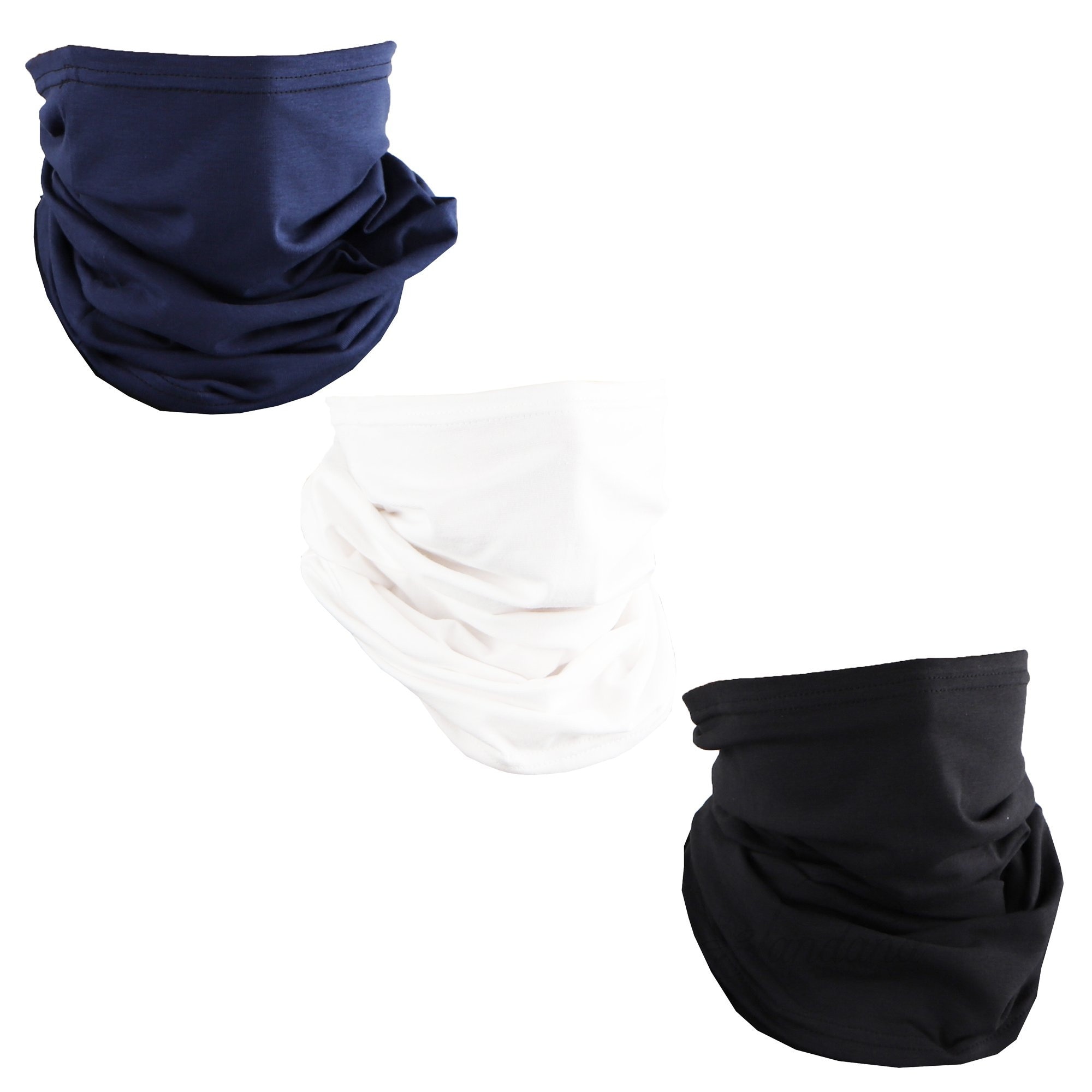 Set of 3 Cotton Stretch Neck Gaiters Multi Use Scarf black Etsy