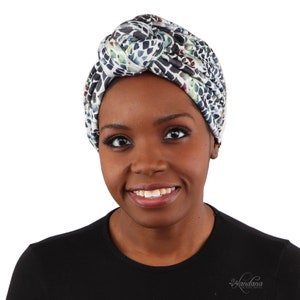 Landana Headscarves Printed Turban for Women with Twist Knot - Mosaic Blue
