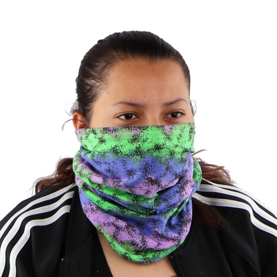 Neck Gaiter USA Made Purple & Green Speckled Face Tube Cotton Face Scarf 