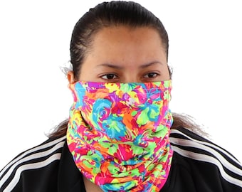 Cotton Neck Gaiter Colorful Neon Gaiter Cute American Made Cotton Face Tubes Multi-Scarf Washable Face Mask Made in USA Free Shipping
