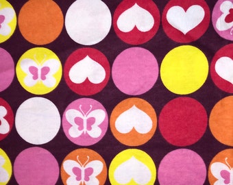 Hearts and Butterflies Flannel Fabric By The Yard