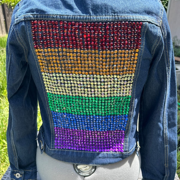 NWT Rainbow Denim Jacket