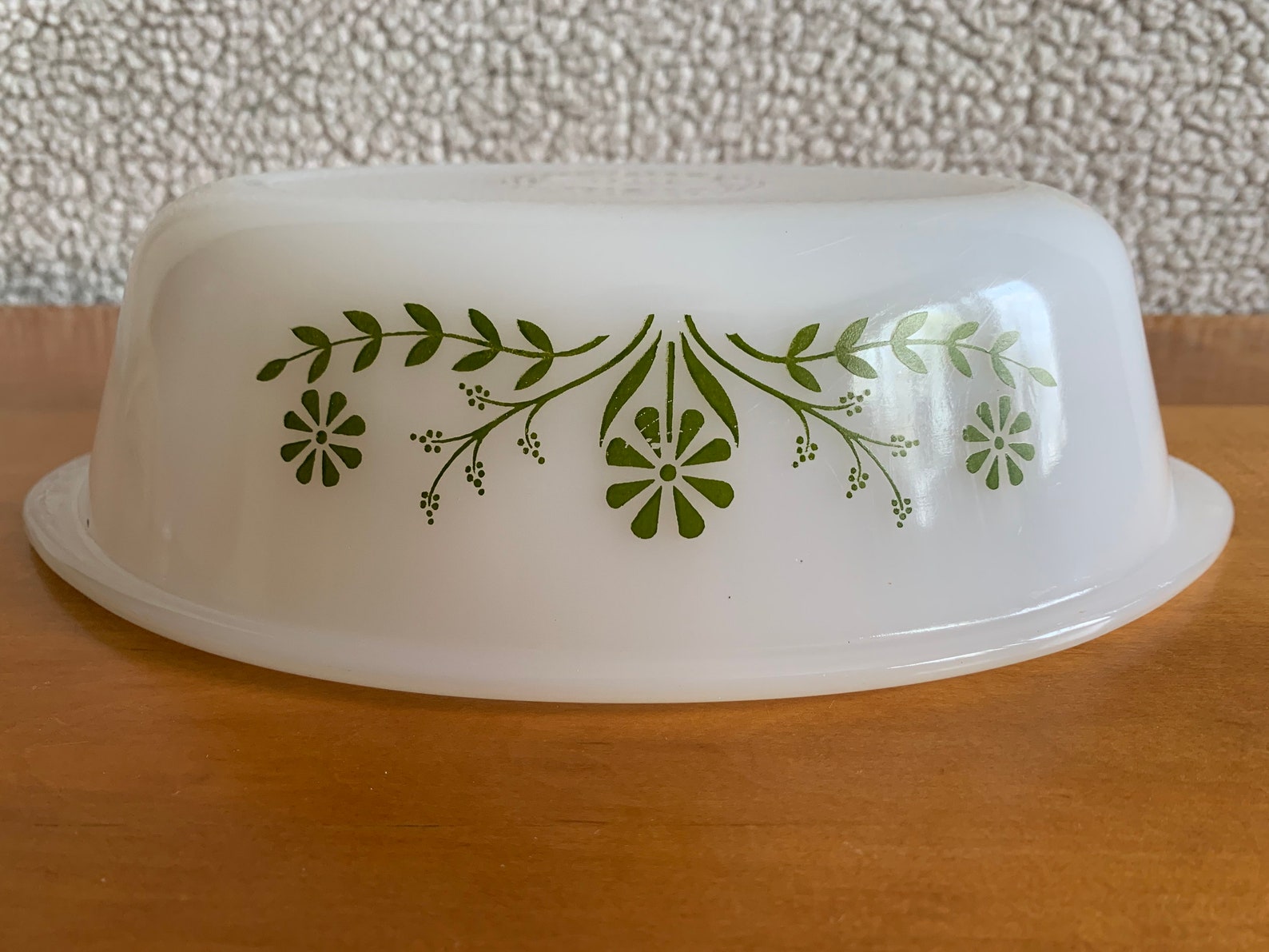 Glasbake Oval Casserole Dish. Green Daisy Pattern. Vintage Etsy
