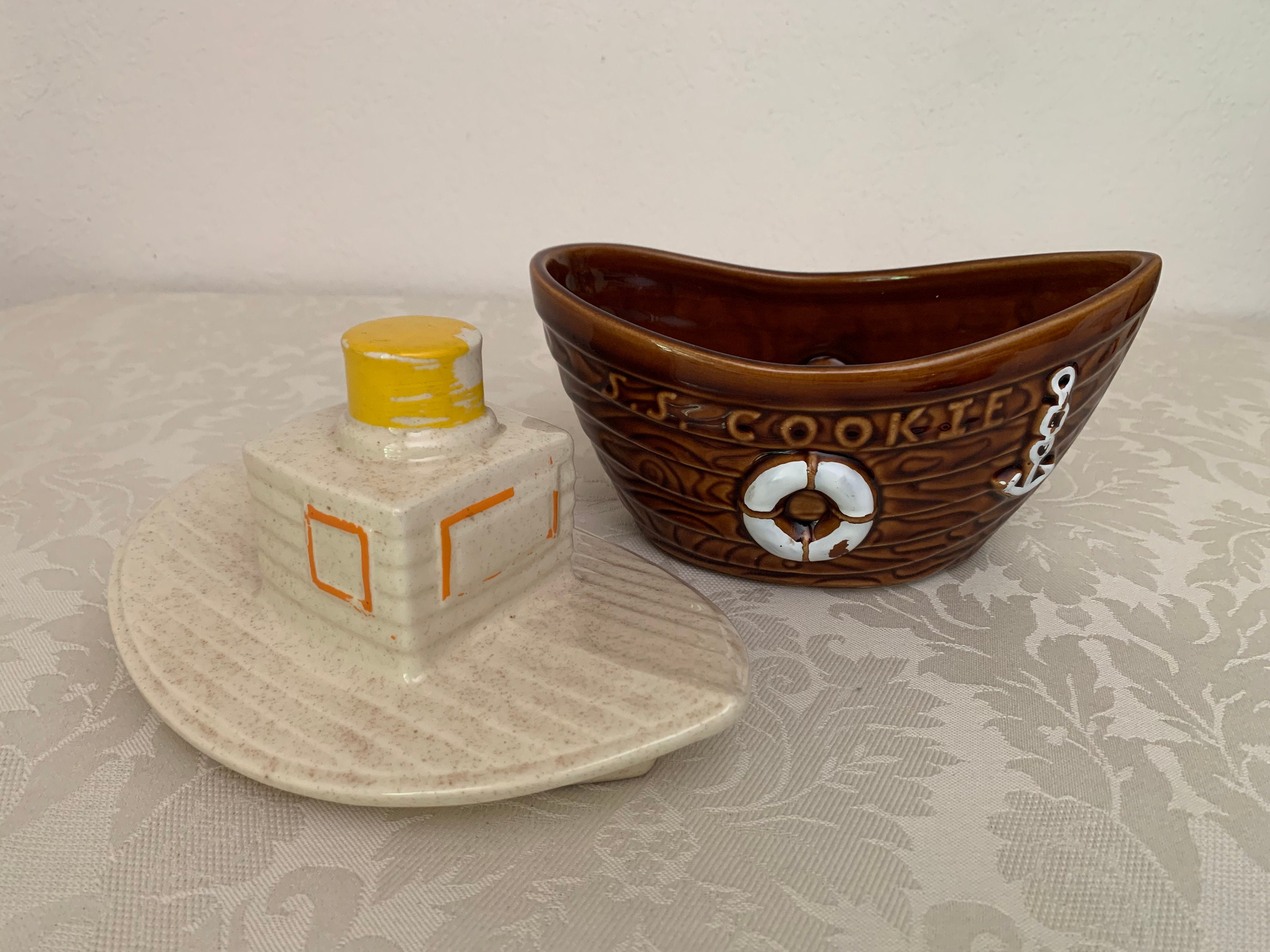 McCoy Tugboat Cookie Jar, Vintage SS Cookies Tug Boat Ship Cookie