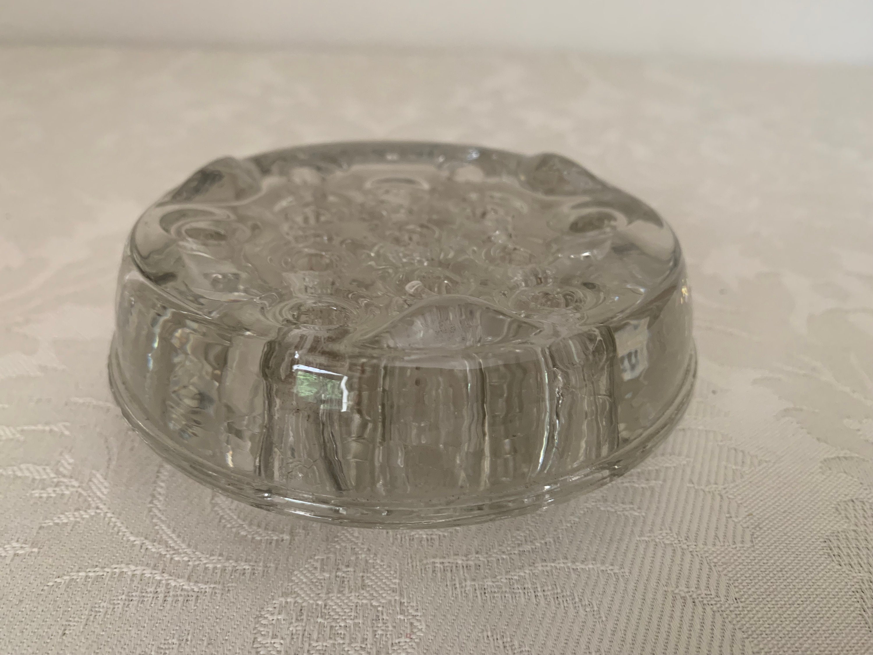 Clear Glass Flower Frog, Vintage Flower Arranging Frog With 13 Holes