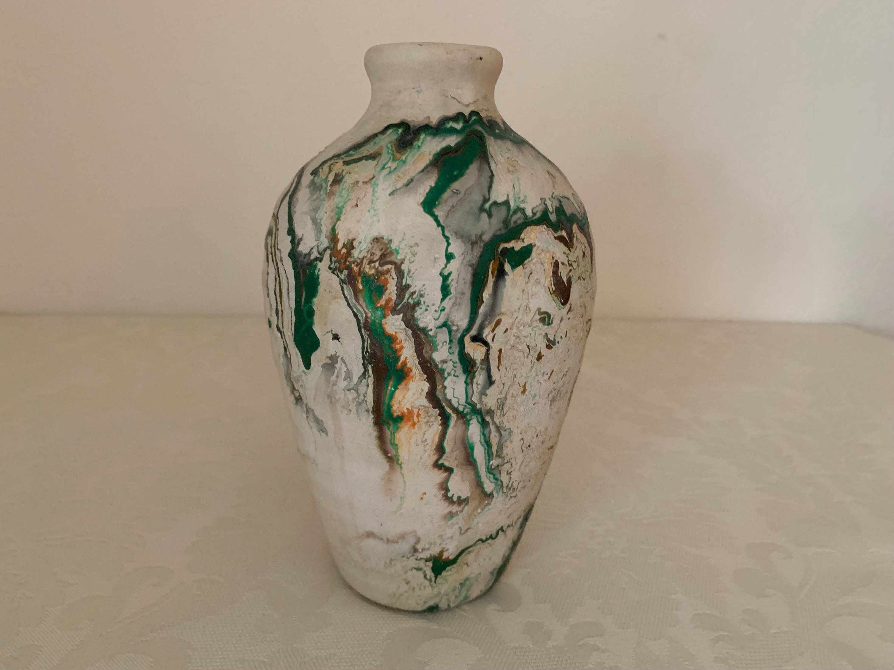 激安通販 Nemadji Pottery Pottery Handmade Marbled Vintage Vase, 工芸品