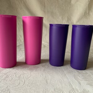 Tupperware 16 oz Straight Tumblers in Fuchsia Pink - set of 4:  Tumblers & Water Glasses