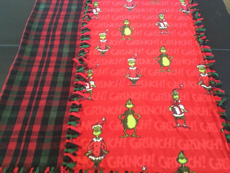 Red and Plaid Grinch Blanket