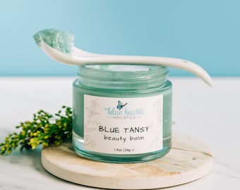 Blue Tansy Balm, Face Balm Moisturizer, Luxury Organic Skincare, Zero waste wellbeing gift. Eco friendly Skincare
