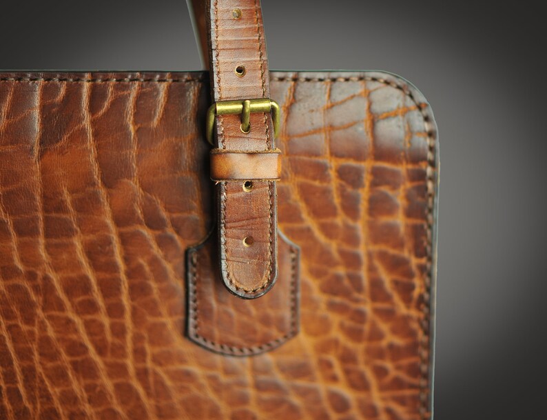 Leather bag full grain attache case briefcase documents laptop bag office business bag classic hand held bag