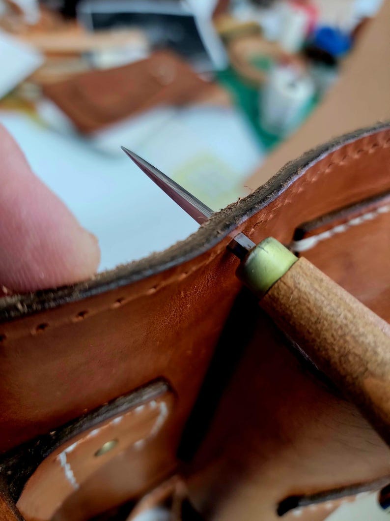 Handmade Vegetable Tanned Leather Satchel – Rugged Heritage Briefcase image 6