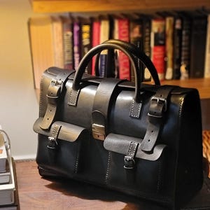 Handmade Vegetable Tanned Leather Satchel – Rugged Heritage Briefcase image 5