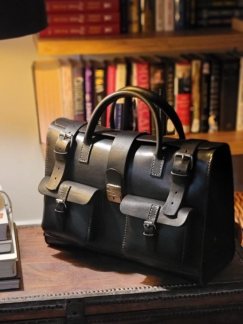 Handmade Vegetable Tanned Leather Satchel – Rugged Heritage Briefcase image 5