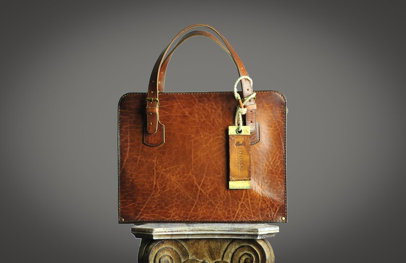 Leather bag full grain attache case briefcase documents laptop bag office business bag classic hand held bag