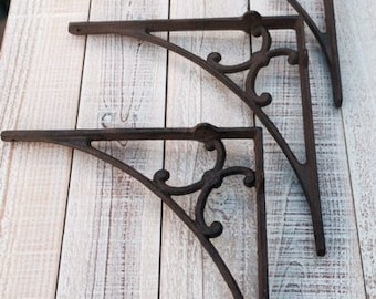 Iron Brackets, Shelf Brackets, Country, Barn, Rustic, Farmhouse, Chic, Shelves, Cast Iron, Shelf Supply, 9.75" X 9.75",  SOLD INDIVIDUALLY