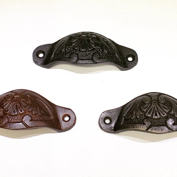 Cup Pulls, Antique Style Pulls, Pulls, Cast Iron, Rustic, Does Not Include Hardware