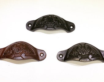 Cup Pulls, Antique Style Pulls, Pulls, Cast Iron, Rustic, Does Not Include Hardware