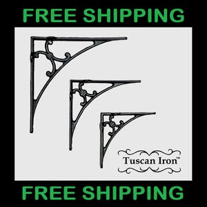 Iron Brackets, Shelf Brackets, Country, Barn, Rustic, Farmhouse, Chic, Shelves, Cast Iron, Shelf Supply, 9.5&quot; X 9.5&quot;,  SOLD INDIVIDUALLY