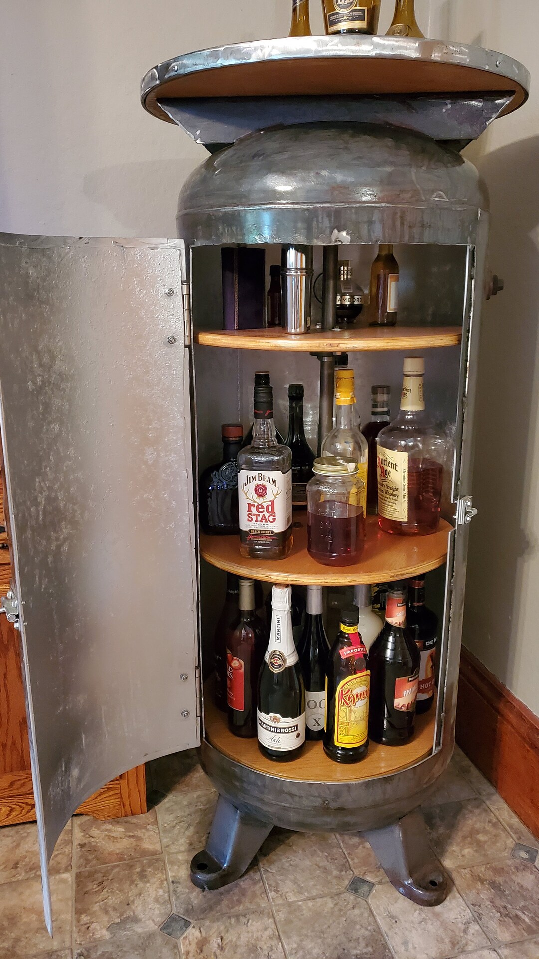 Unique Metal Liquor With Latch and 3 Lazy Susan Shelves Etsy