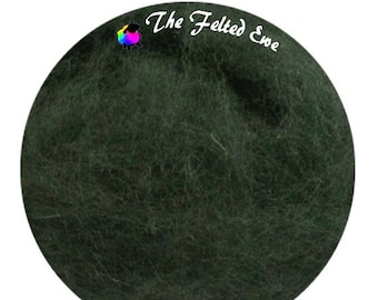 Needle Felting Maori Wool Batt / FB33 Noble Fir Maori Wool Fluffy Batt - Dark Green - Sold per 1 oz.