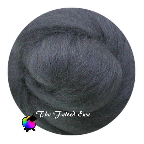 Needle Felting Wool Roving / DR59 Steel Grey Carded Wool Roving - Sold per 1 oz.