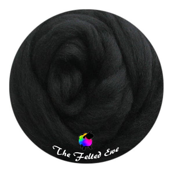 Needle Felting Wool Roving / ES35 Black Panther Carded Wool Sliver - Sold per 1 oz.