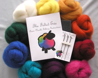 Needle Felting Kits - Custom 10 Color Needle Felting Wool Kit - You choose from any of our Wool Roving & Batt colors!