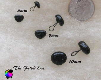 Solid Black Shiny Glass Noses with Looped Backs