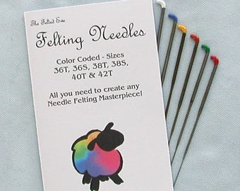 Felting Needles - Pack of 6 Color Coded Felting Needles in Assorted Sizes