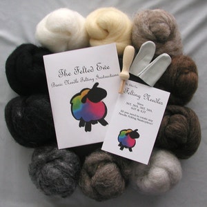 Needle Felting Kit - Deluxe Critter Fur 10 Color Needle Felting Kit - Needle Felting Wool Kit in Natural Animal colors. Now Customizable!!