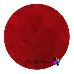 CB7 Valentine Roses Needle Felting Wool Batt: Red Carded Tyrolean Fiber 1 oz