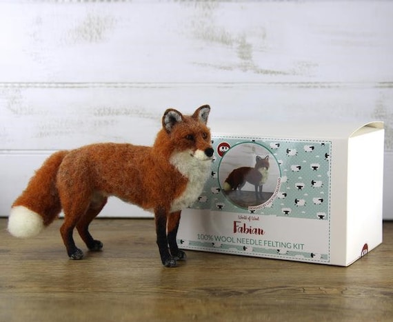 Handmade Needle felted felting kit project Animals fox cute for