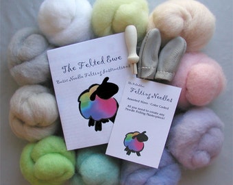 Needle Felting Kit - Deluxe Spring Edition 10 Color Needle Felting Kit - Needle Felting Kit with Spring Wool Batt colors