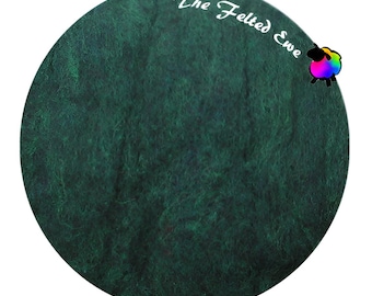 HFB45 Malachite Needle Felting Wool Batt: USA Merino & Suffolk Blend 1 oz