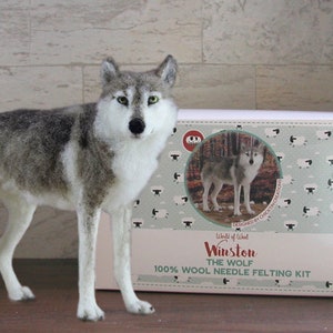 Needle Felting Kit - Winston the Wolf from World of Wool - Needle Felted Wolf Kit