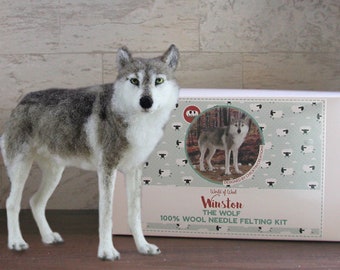 Needle Felting Kit - Winston the Wolf from World of Wool - Needle Felted Wolf Kit