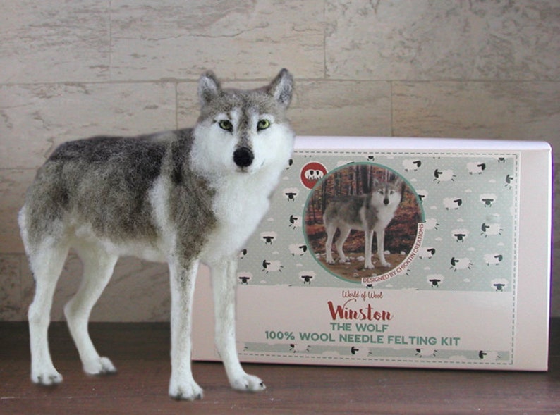Needle Felting Kit Winston the Wolf From World of Wool Etsy