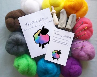 Needle Felting Kit - Deluxe Summer Edition 10 Color Needle Felting Kit - Needle Felting Kit with Bright Summer Inspired Wool Batt Colors