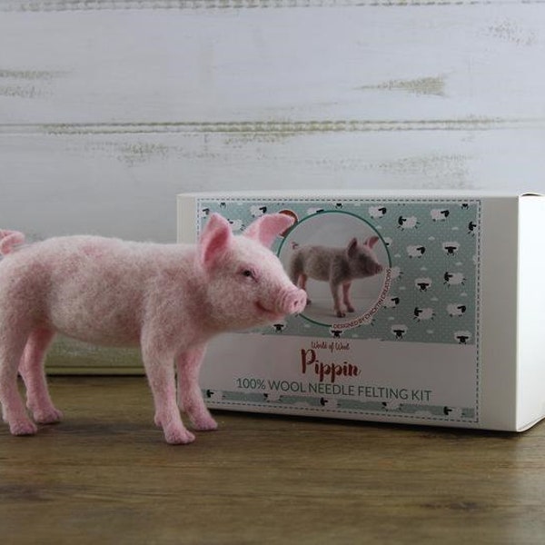 Needle Felting Kit - Pippin the Pig from World of Wool - Needle Felted Pig Kit