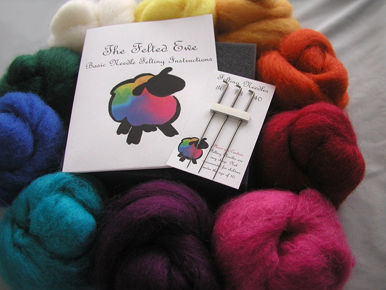 Needle Felting Kits Custom 10 Color Needle Felting Wool Kit Etsy
