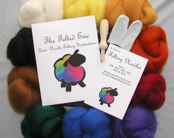 Needle Felting Kits - Deluxe 10 Color Needle Felting Kit - Custom Needle Felting Kit - You choose from any of our Wool Roving & Batt Colors!