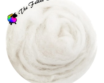 FF1 Coconut Milk Wool Batt - Slightly Felted Needle Felting Wool, Not a Pure White 1 oz.